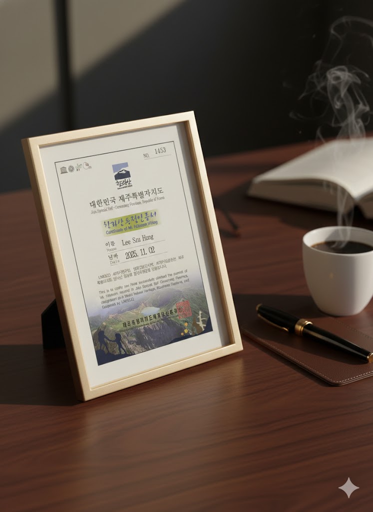 漢拏山登頂證書