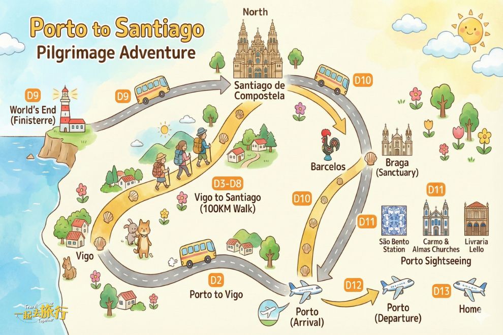 葡萄牙之路13天深度路線圖